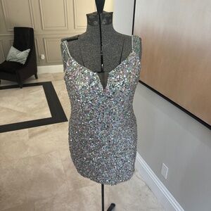 Silver sequin new years dress